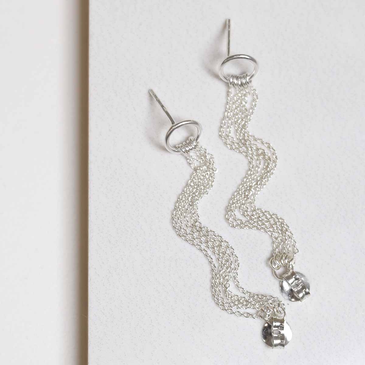Sterling Silver Multi Chain Studs