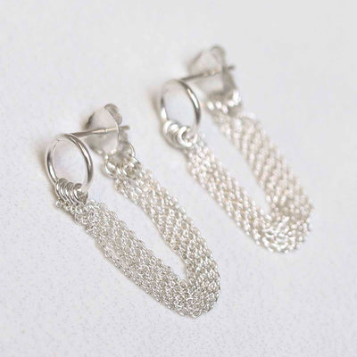 ML766 Sterling Silver Multi Chain Studs 3
