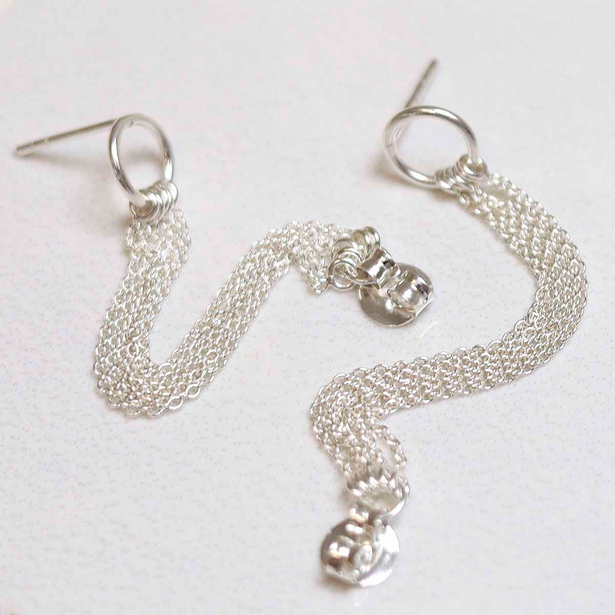 Sterling Silver Multi Chain Studs