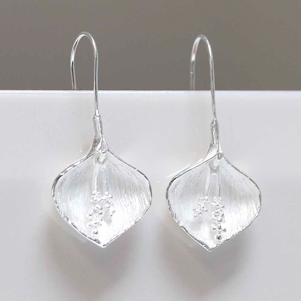 Sterling Silver Peace Lily Drop Earrings