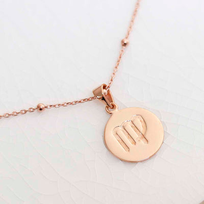 MS1196RG Rose Gold Plated Sterling Silver Virgo Star Sign Necklace 1