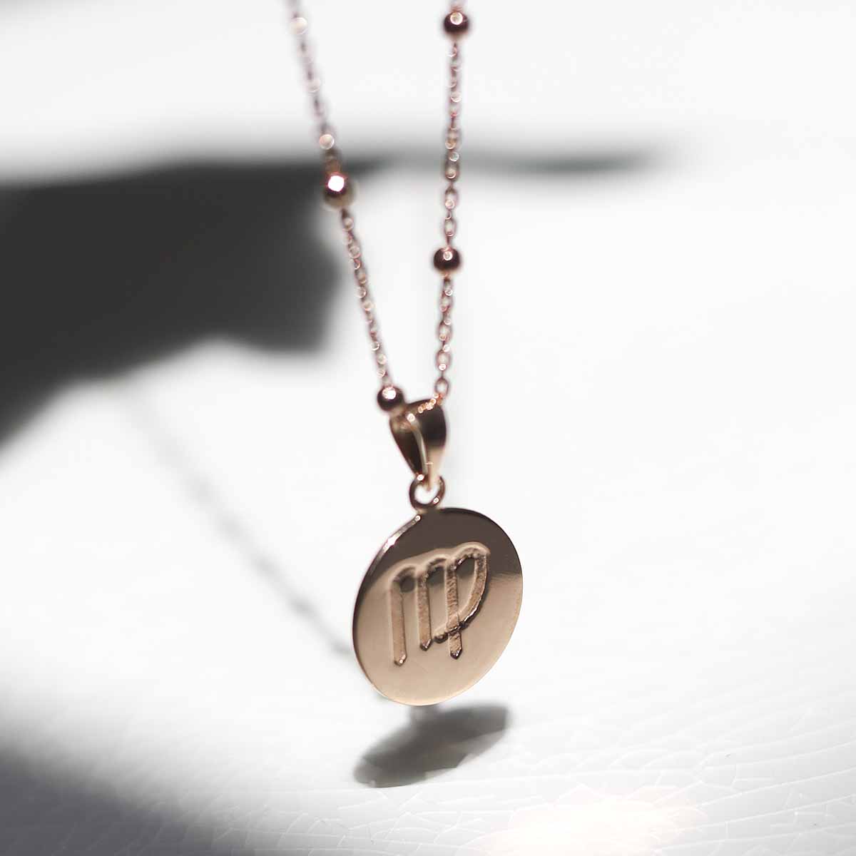 Rose Gold Plated Sterling Silver Virgo Star Sign Necklace
