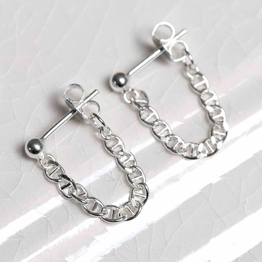 ML769 Sterling Silver Oval Chain Studs 1 copy