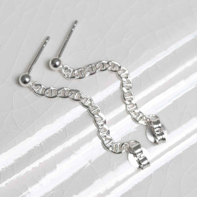 ML769 Sterling Silver Oval Chain Studs 3