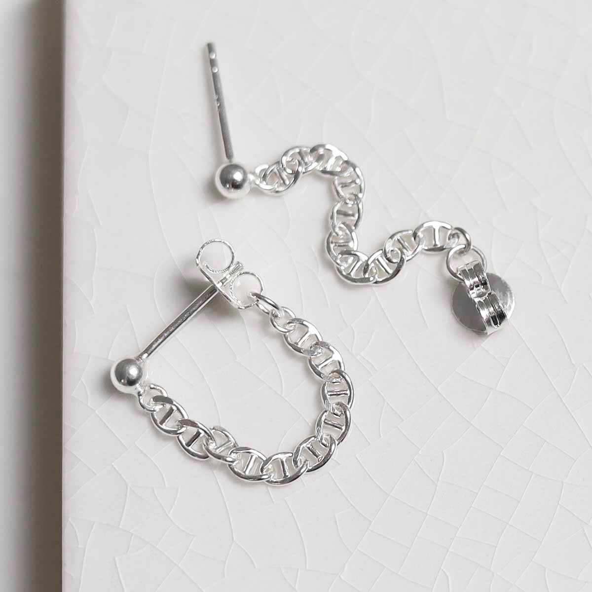 Sterling Silver Oval Chain Studs