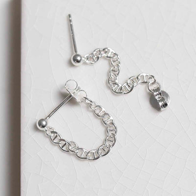 ML769 Sterling Silver Oval Chain Studs 4