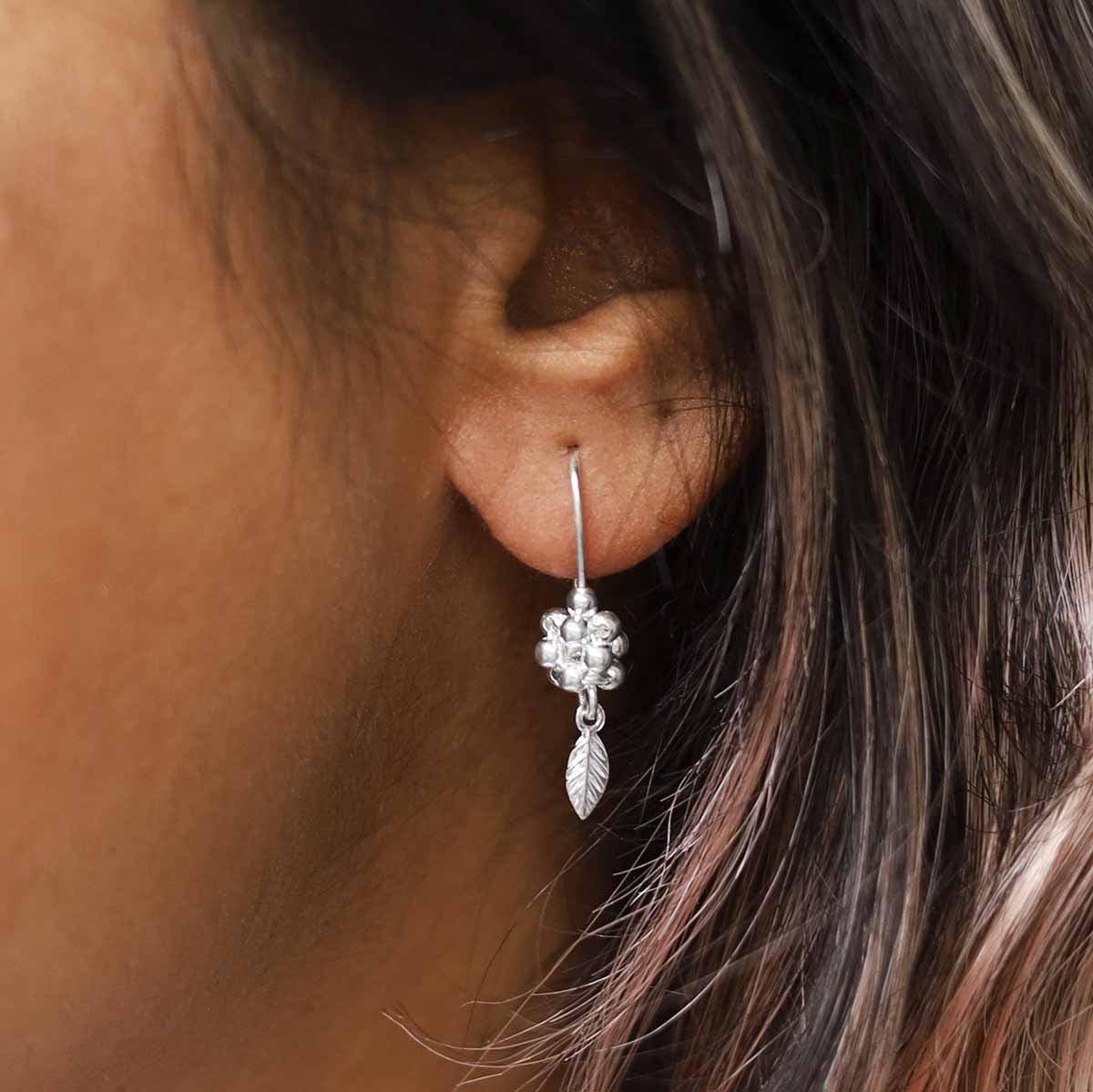Sterling Silver Grape Drop Earrings
