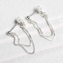 ML767 Sterling Silver Box Chain Studs 1