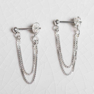 ML767 Sterling Silver Box Chain Studs 2