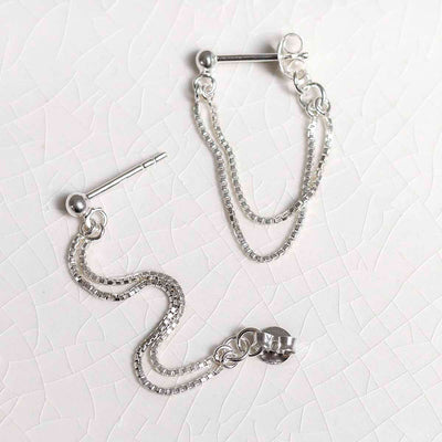 ML767 Sterling Silver Box Chain Studs 3