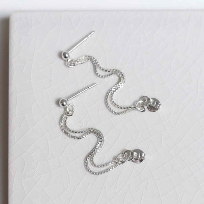 ML767 Sterling Silver Box Chain Studs 5