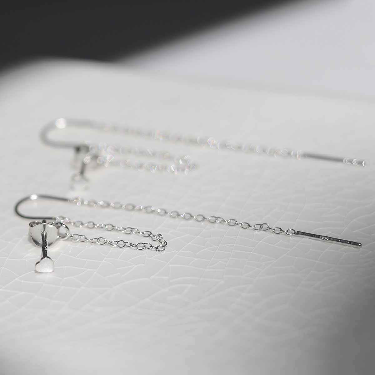 Sterling Silver Heart Threader and Chain Studs