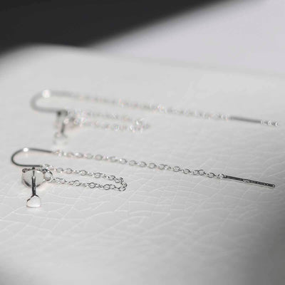 ML837 Sterling Silver Heart Threader and Chain Studs 1