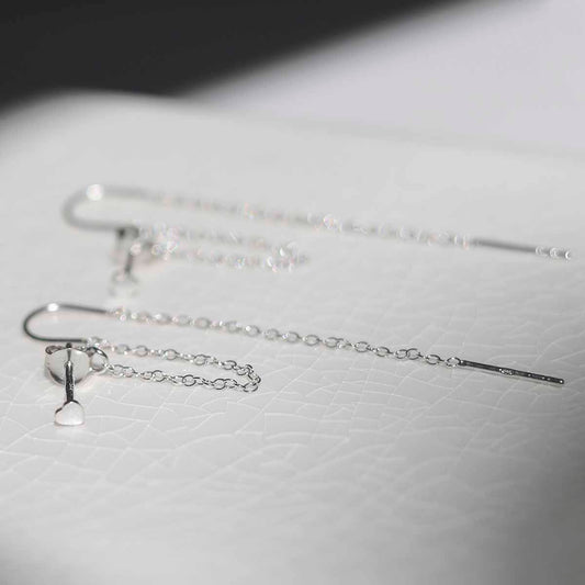ML837 Sterling Silver Heart Threader and Chain Studs 1