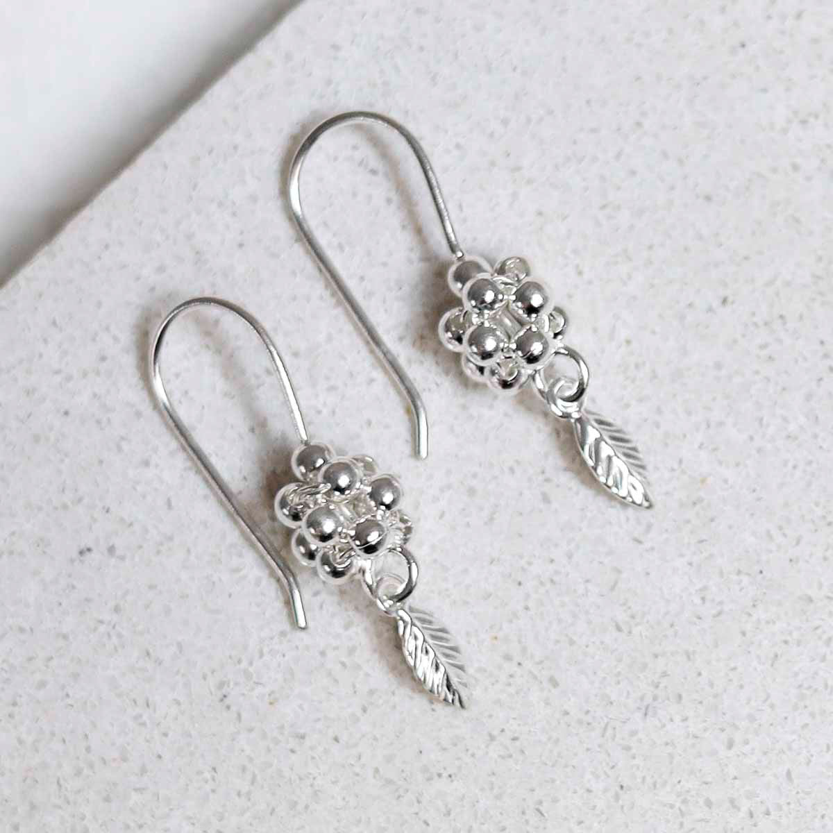 Sterling Silver Grape Drop Earrings