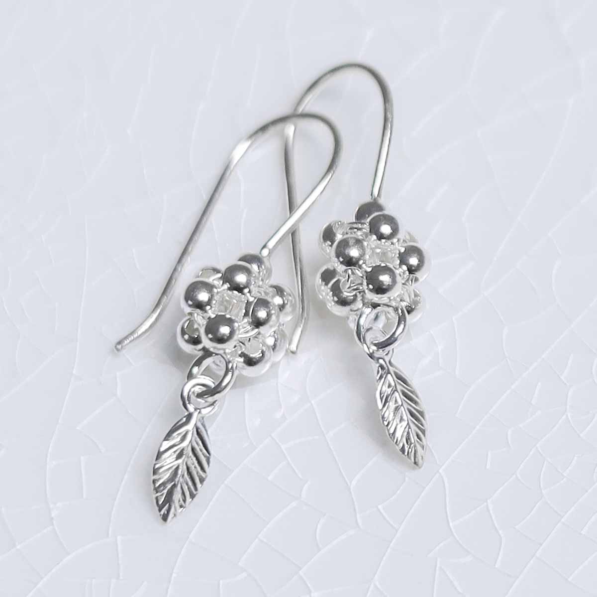 Sterling Silver Grape Drop Earrings