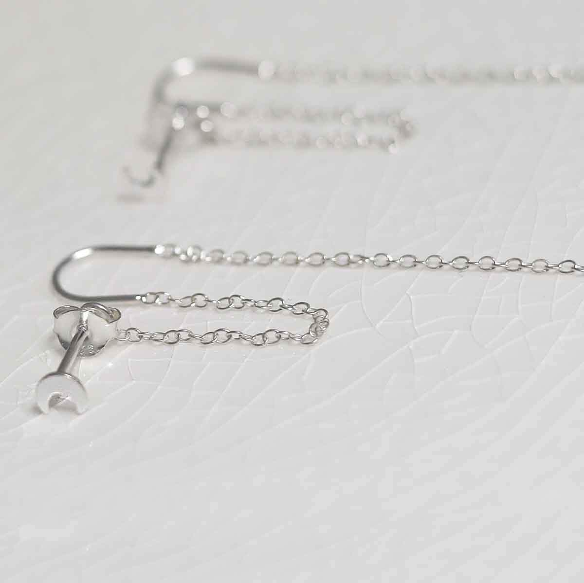 Sterling Silver Moon Threader and Chain Studs