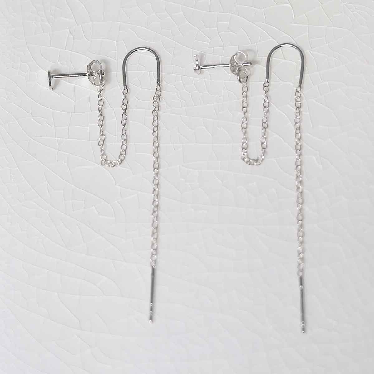 Sterling Silver Moon Threader and Chain Studs