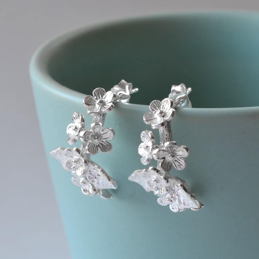 Sterling Silver Forget Me Not Cluster Stud Earrings