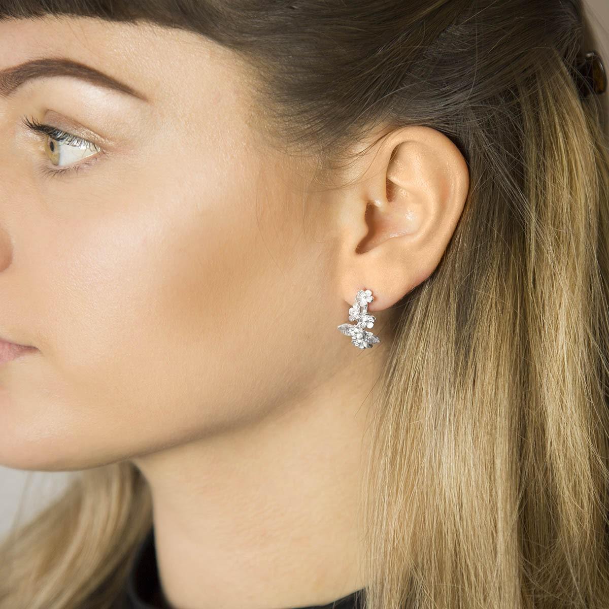 Sterling Silver Forget Me Not Cluster Stud Earrings