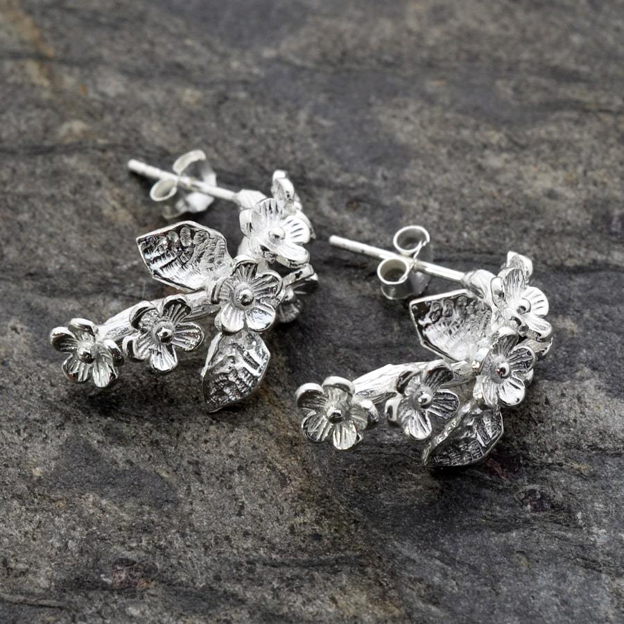 Sterling Silver Forget Me Not Cluster Stud Earrings