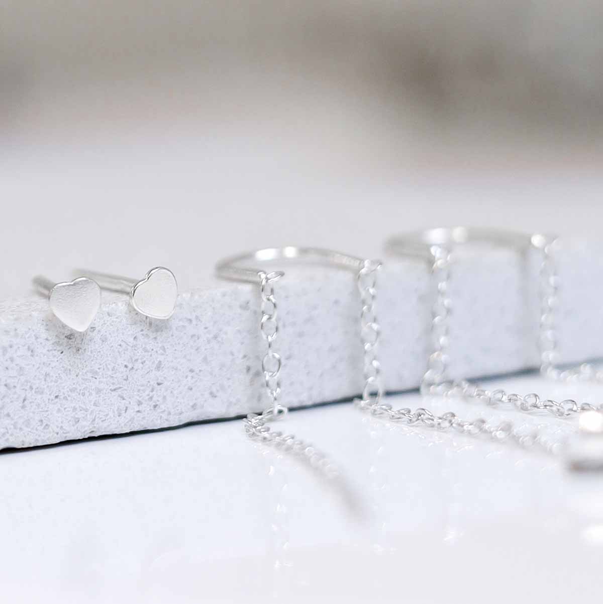Sterling Silver Heart Threader and Chain Studs