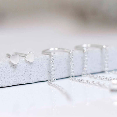 ML837 Sterling Silver Heart Threader and Chain Studs 1 copy