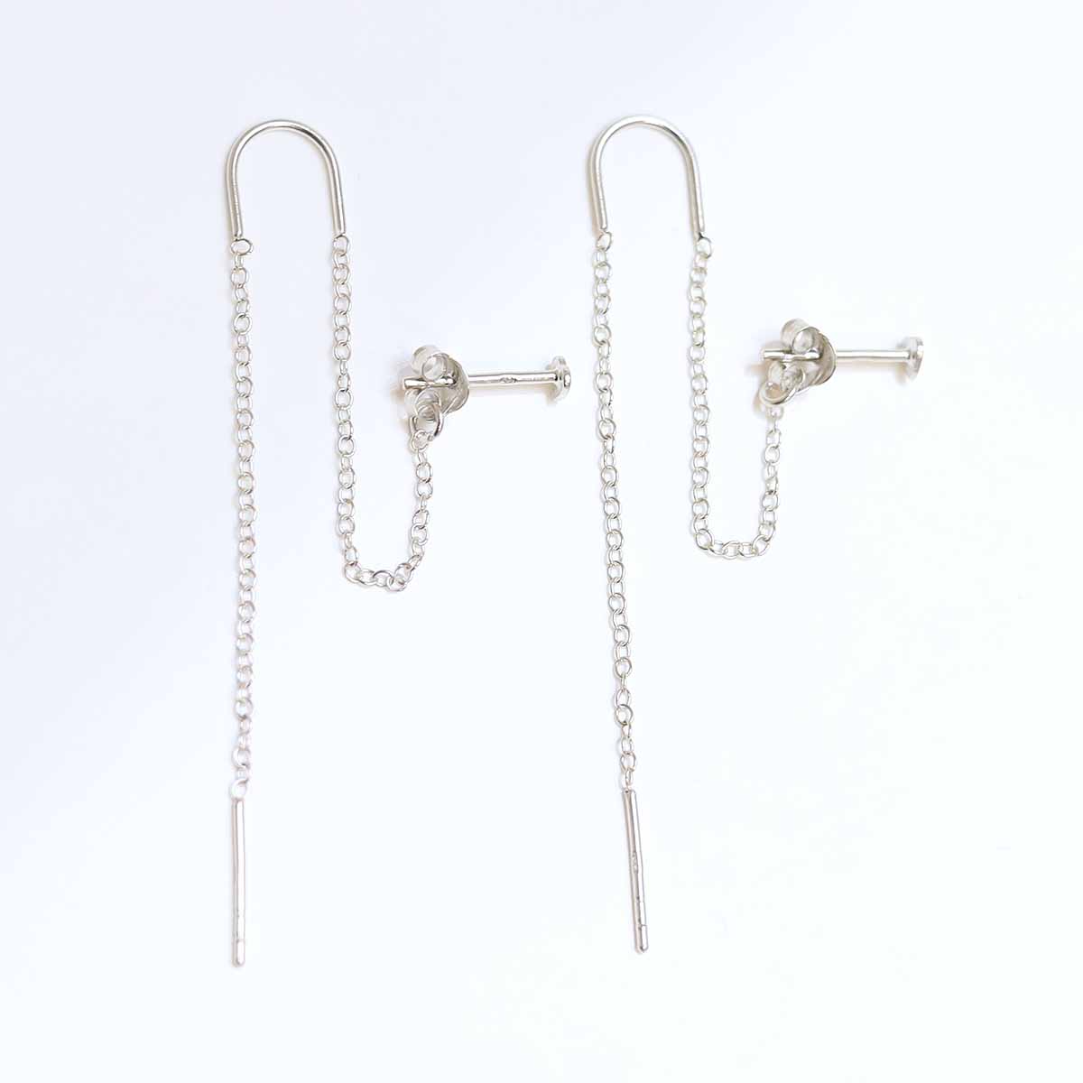 Sterling Silver Heart Threader and Chain Studs