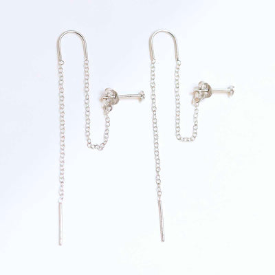 ML837 Sterling Silver Heart Threader and Chain Studs 2