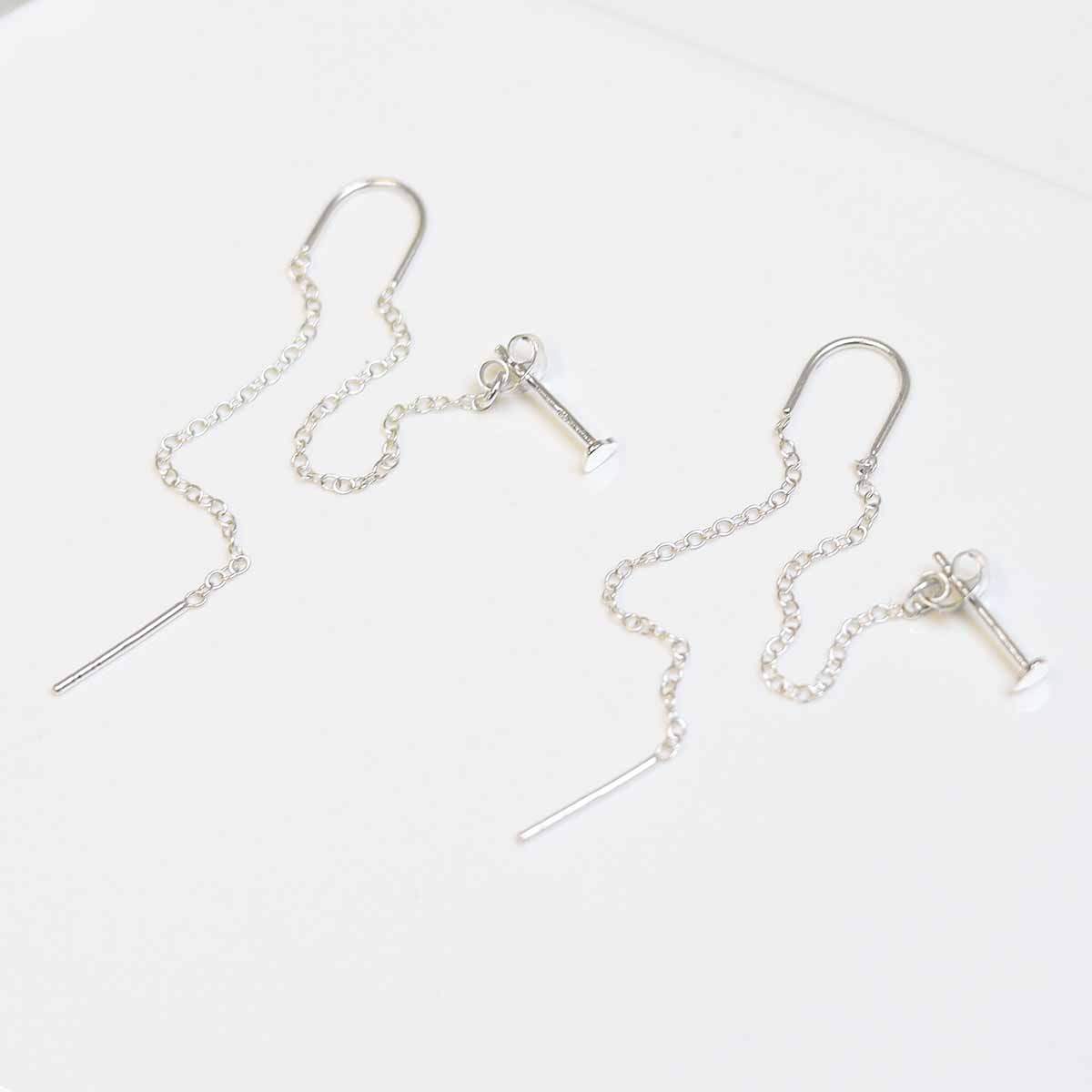 Sterling Silver Heart Threader and Chain Studs