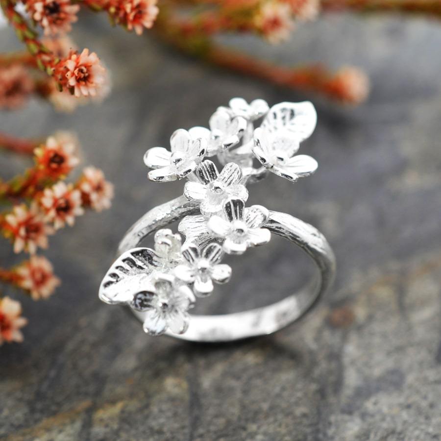 Sterling Silver Forget Me Not Cluster Ring