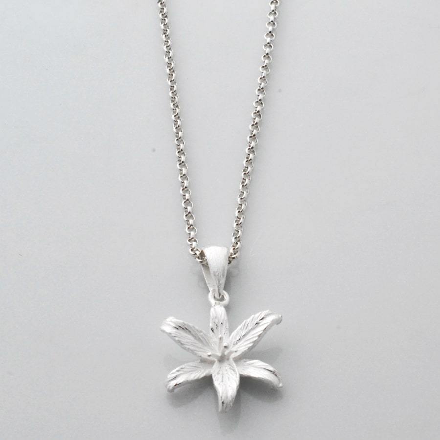 Sterling Silver Lily Flower Star Necklace
