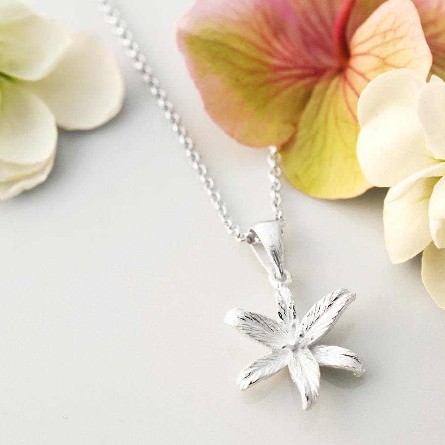Sterling Silver Lily Flower Star Necklace