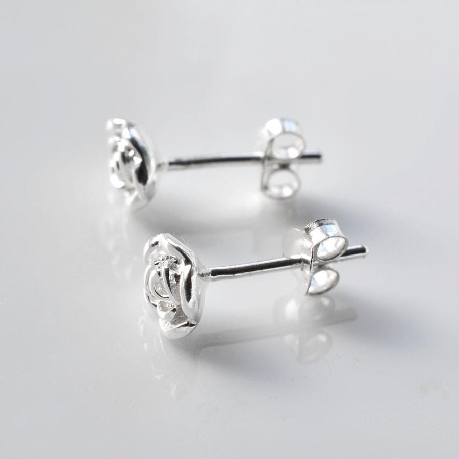 Sterling Silver English Rose Stud Earrings