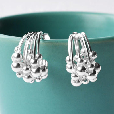 Silver Bubble Hoop Studs MJ0229 11