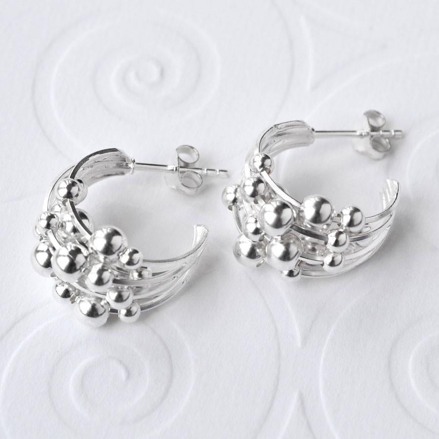 Sterling Silver Bubble Hoop Studs