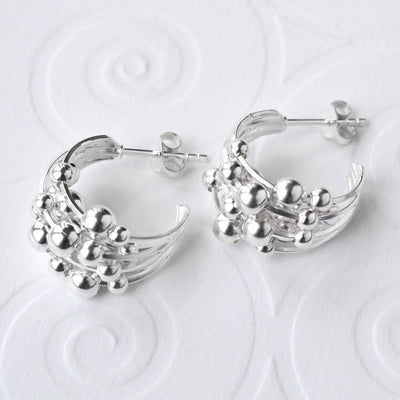 Silver Bubble Hoop Studs MJ0229 7