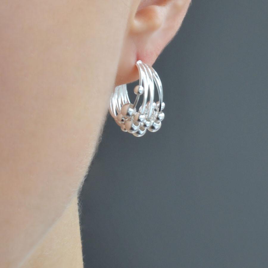 Sterling Silver Bubble Hoop Studs