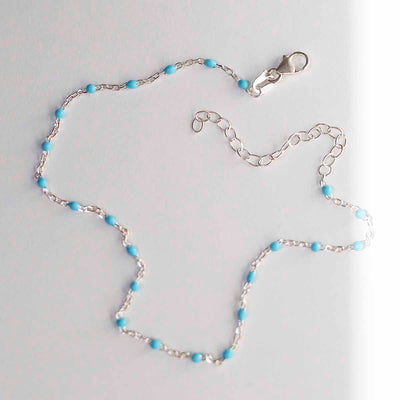 MV1344A Sterling Silver Turquoise Anklet 2