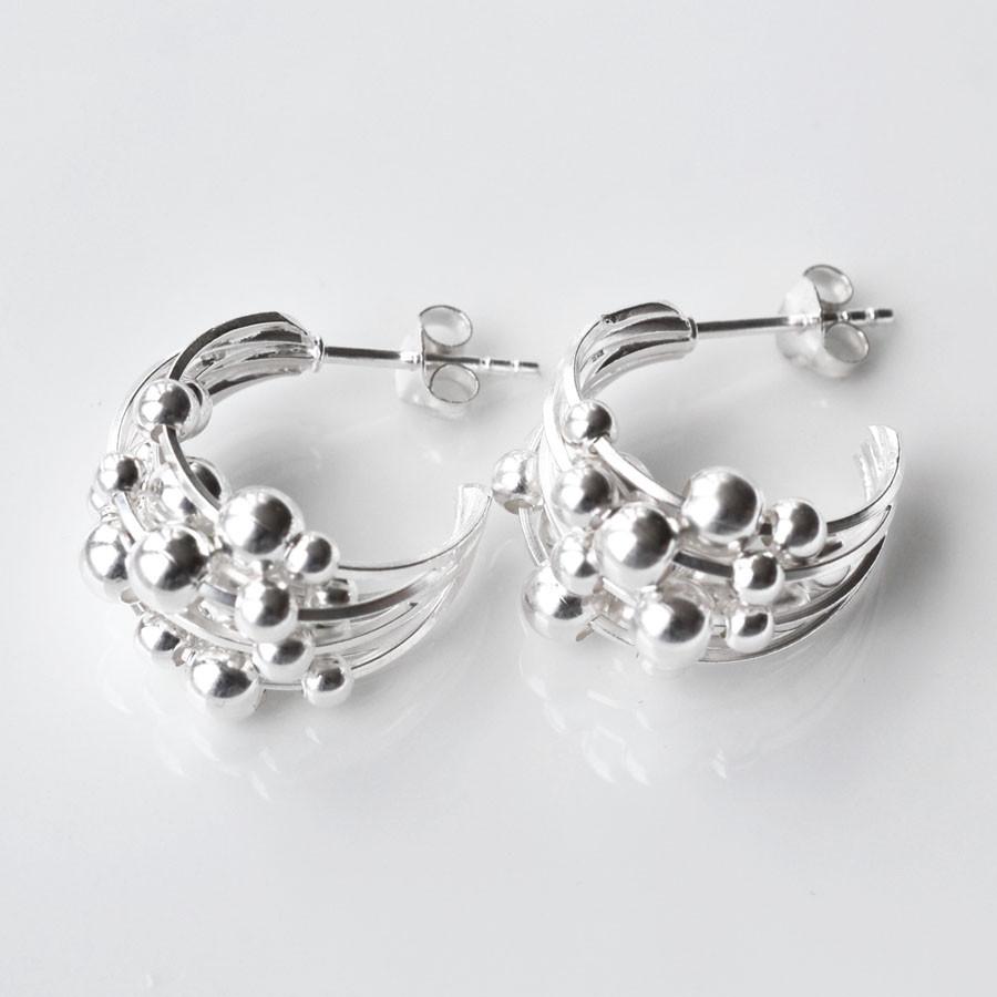 Sterling Silver Bubble Hoop Studs