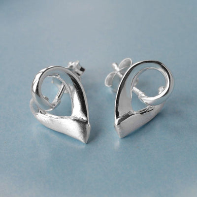 Silver Ribbon Heart Earrings MJ0220 3