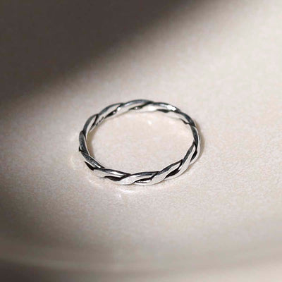 ML753 Sterling Silver Oxidised Rope Midi Ring 1
