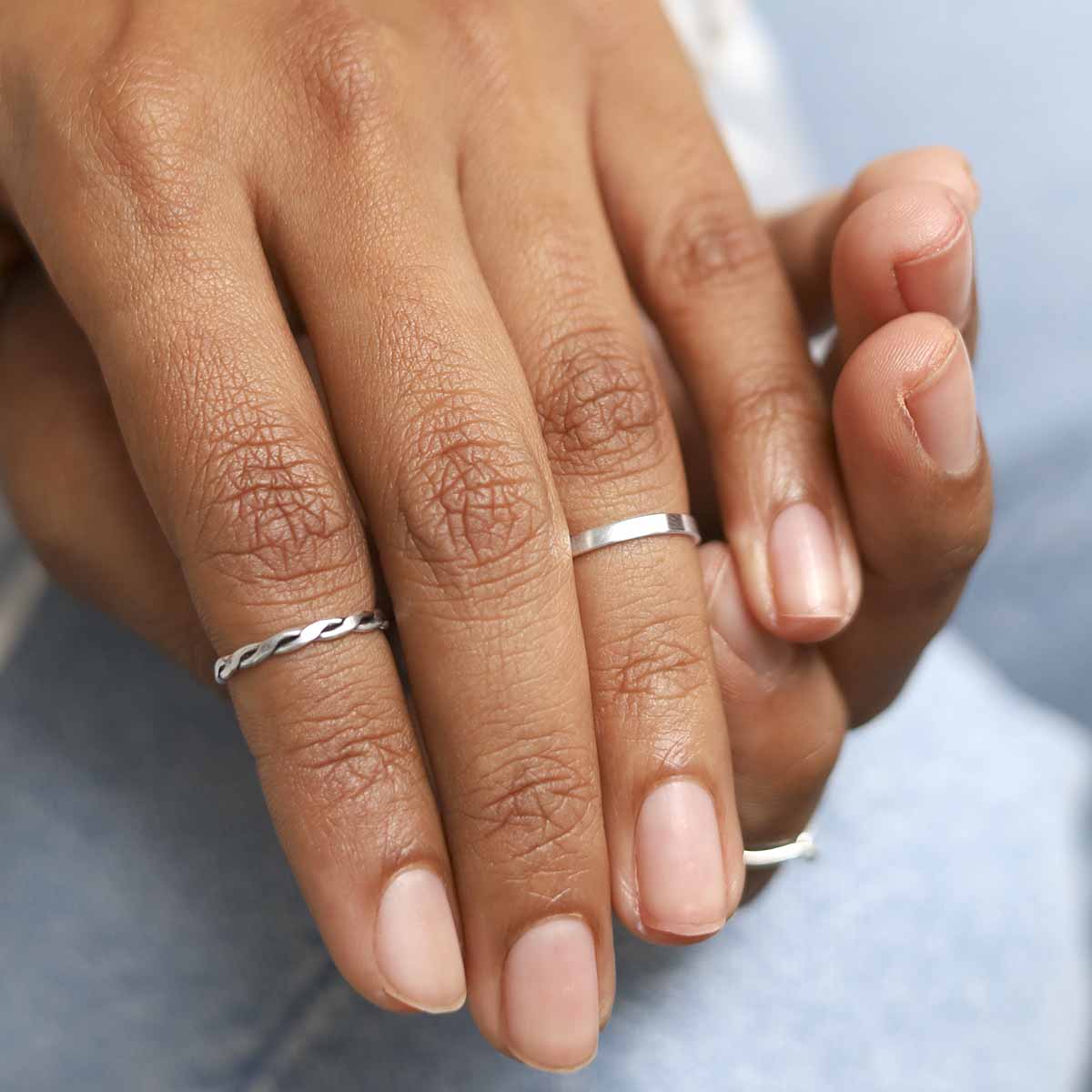Sterling Silver Oxidised Rope Midi Ring