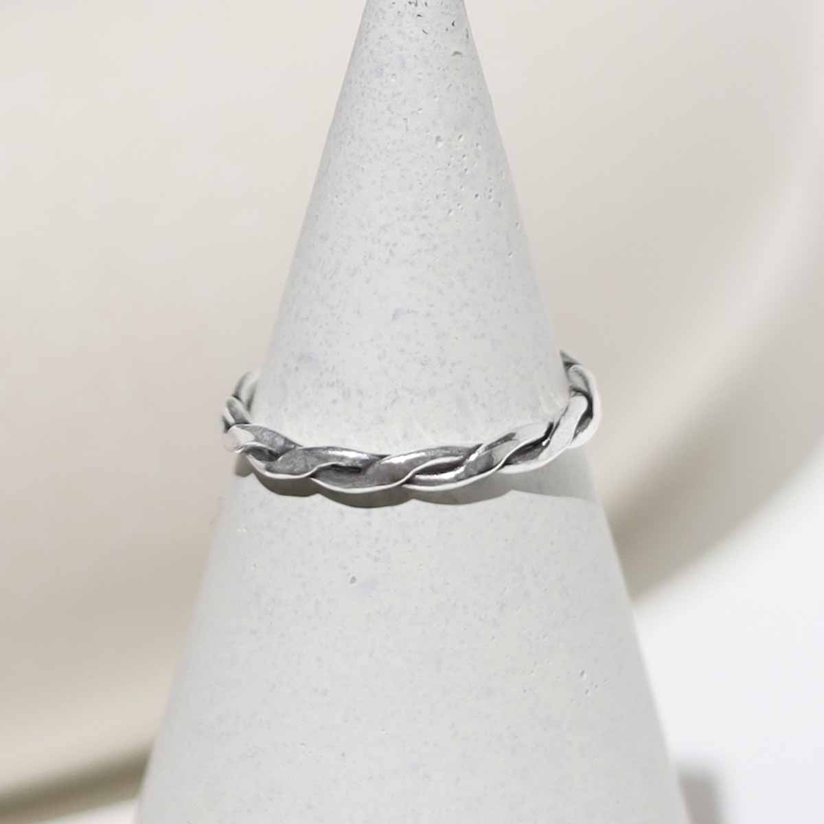 Sterling Silver Oxidised Rope Midi Ring