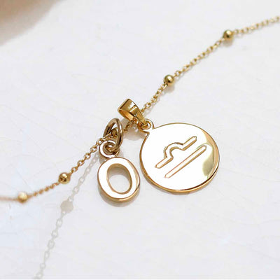 MS1195G Gold Plated Sterling Silver Libra Star Sign Necklace new 1