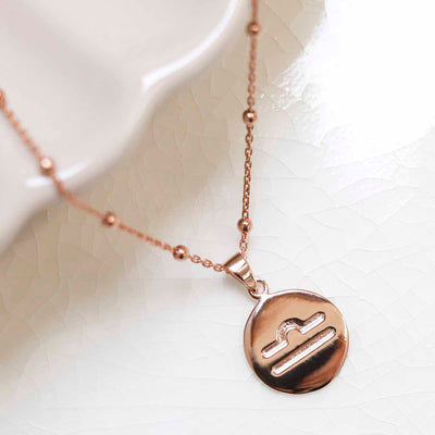 MS1195RG Rose Gold Plated Sterling Silver Libra Star Sign Necklace new 1
