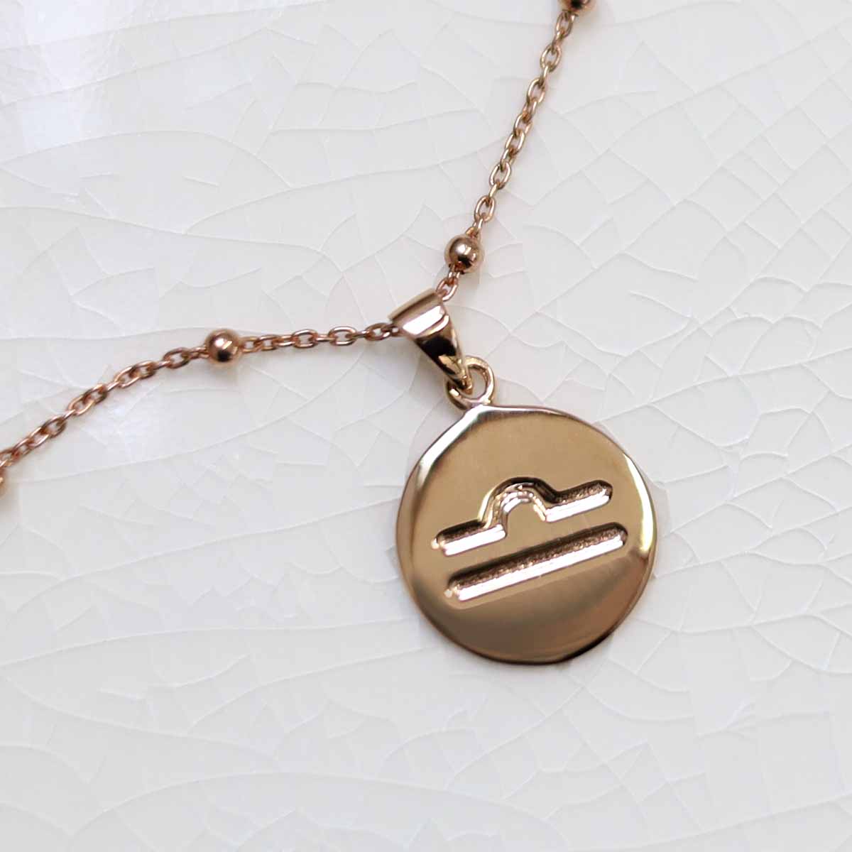 Rose Gold Plated Sterling Silver Libra Star Sign Necklace
