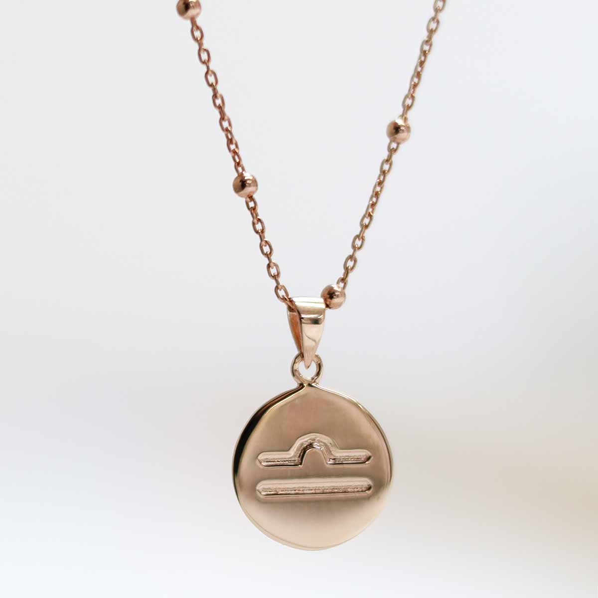 Rose Gold Plated Sterling Silver Libra Star Sign Necklace