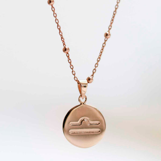 MS1195RG Rose Gold Plated Sterling Silver Libra Star Sign Necklace new 3