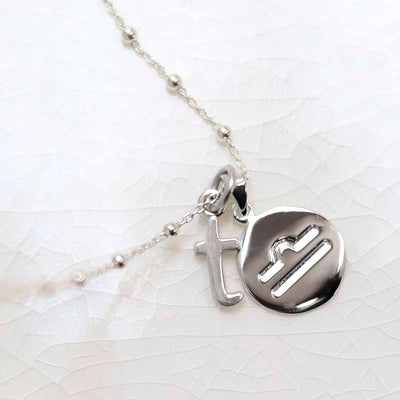 MS1195S Sterling Silver Libra Star Sign Necklace new 1
